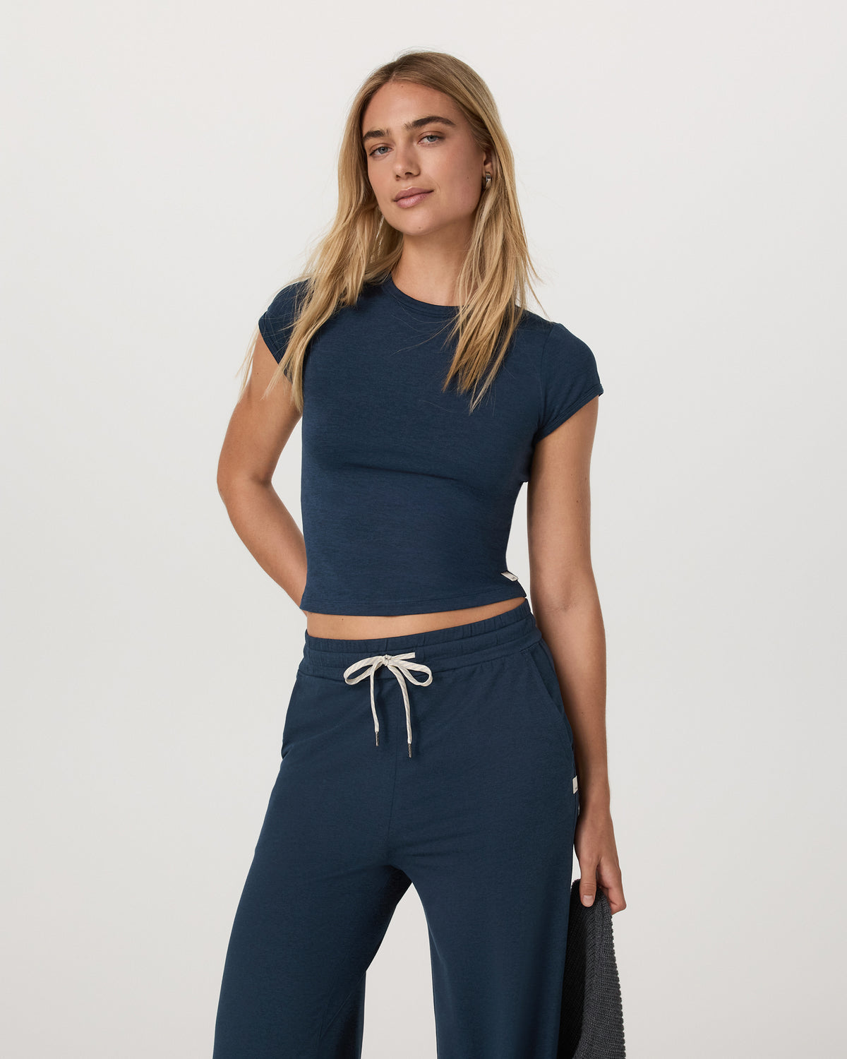 Women's Short Sleeve Halo Baby Tee Blue Coast Heather - Vuori Clothing