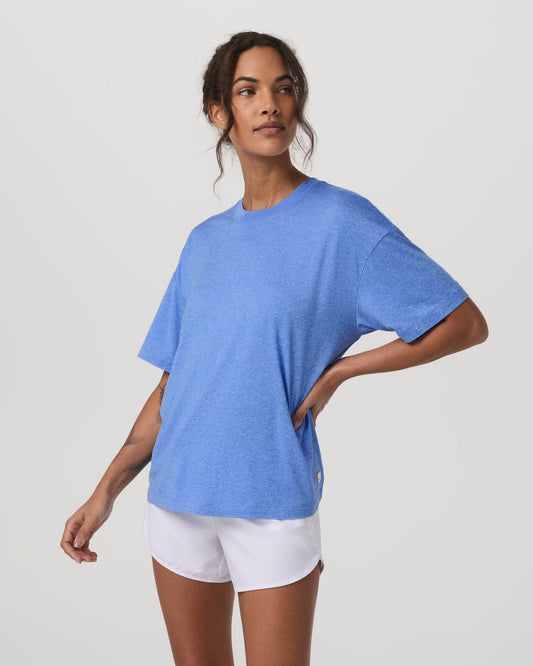 Energy Tee Long Women's Riviera Blue Heather Tee Shirt - Vuori Clothing