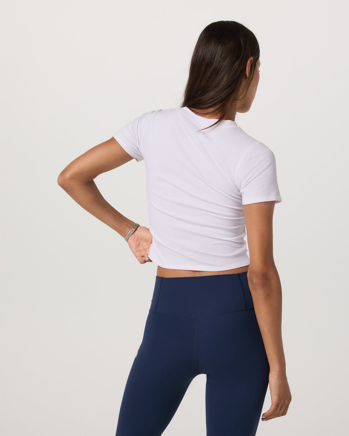 Pose Fitted Tee White Rib Knit Tee Clothing - Vuori Clothing