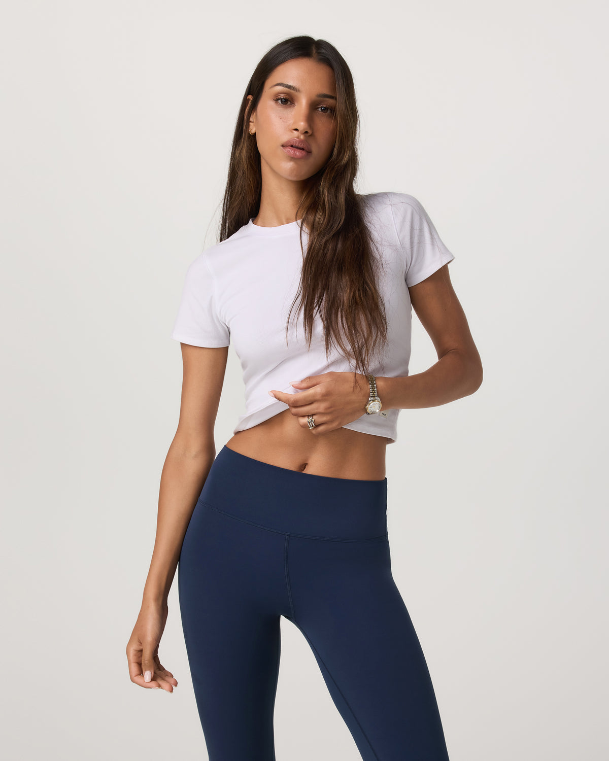 Pose Fitted Tee White Rib Knit Tee Clothing - Vuori Clothing