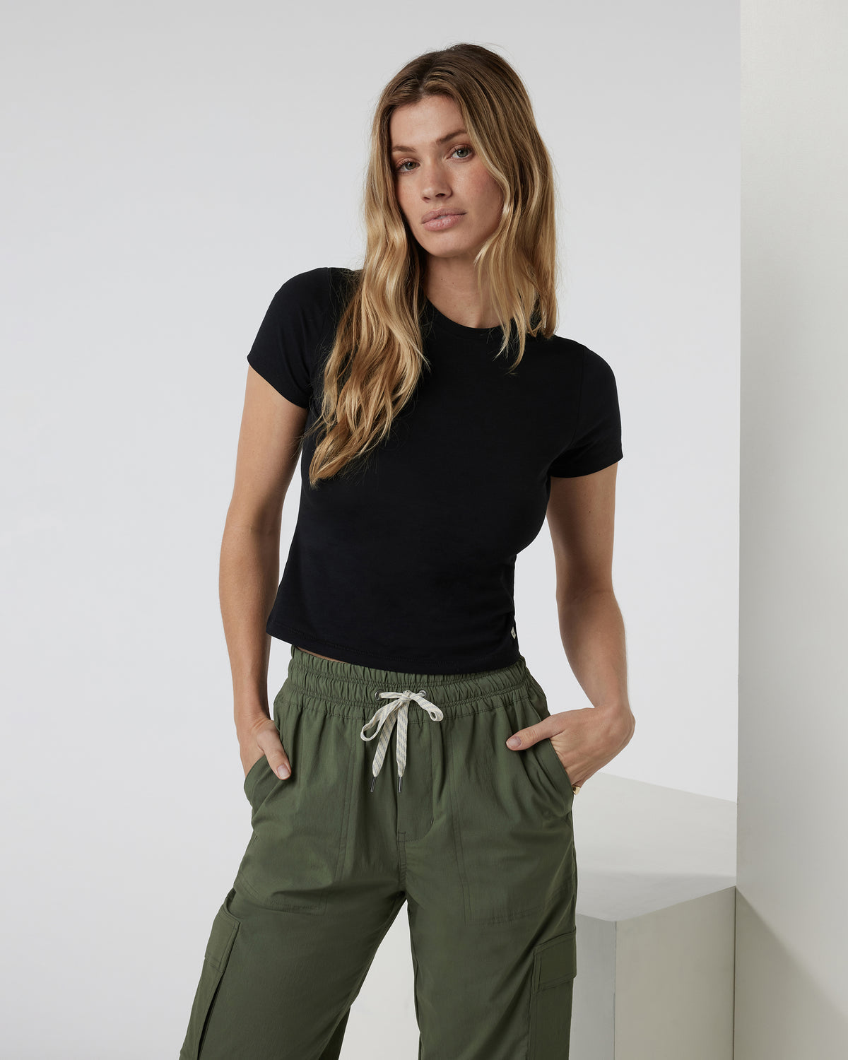 Feather Baby Tee Women's Black Fitted Tee - Vuori Clothing