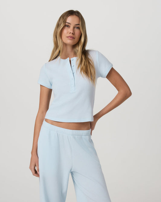 Short Sleeve Waffle Baby Tee Women's Soft Sky Tee Shirt - Vuori Clothing