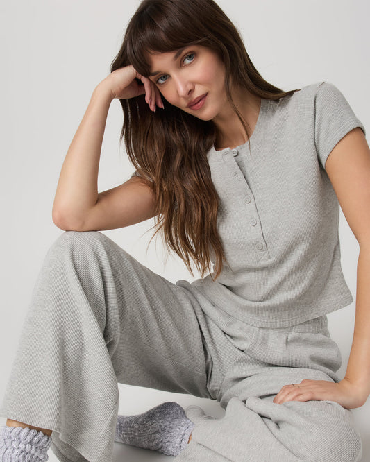 Women's Short Sleeve Waffle Baby Tee Light Heather Grey - Vuori Clothing