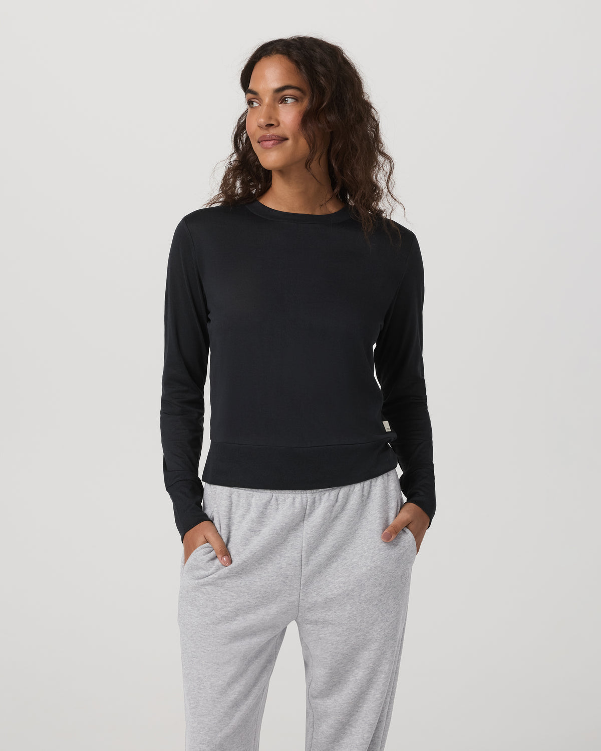 Daydream Crew Lightweight Black Long Sleeve Shirt - Vuori Clothing