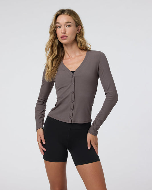 Long Sleeve Pose Cardigan Chia Ribbed Cardigan - Vuori Clothing