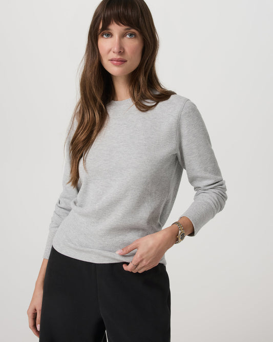 Long Sleeve Waffle Top Women's Light Heather Grey Tee - Vuori Clothing