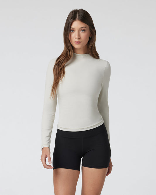 Vuori AllTheFeels Long Sleeve Mock Ecru - Vuori Clothing