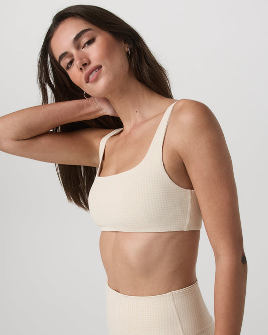 Micro Houndstooth Bra Women's Sports Bra in Natural - Vuori Clothing
