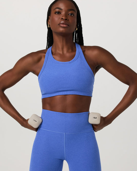 Elevation Racer Bra Women's Bright Iris Heather Sports Bra - Vuori Clothing