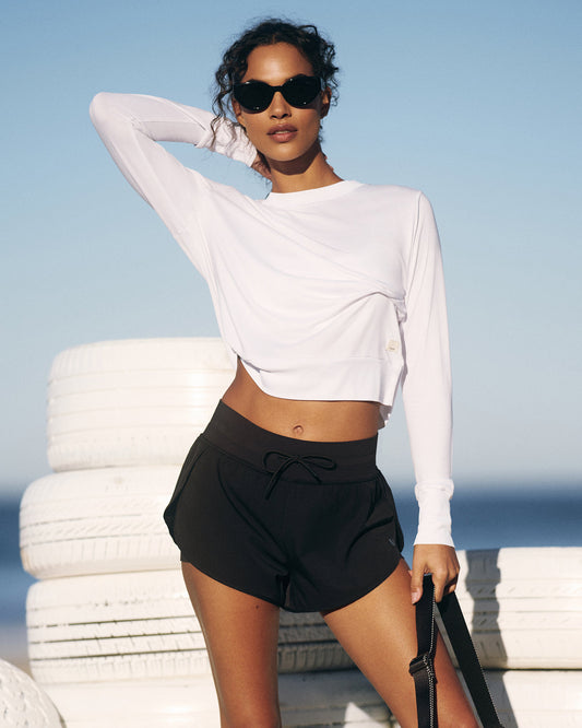 Daydream Crew White Lightweight Long-Sleeve Top - Vuori Clothing