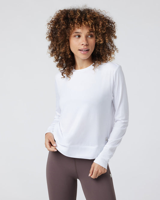 Daydream Crew White Lightweight Long-Sleeve Top - Vuori Clothing