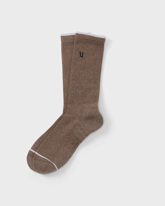 V1 Crew Sock Smokey Taupe Heather Performance Socks - Vuori Clothing