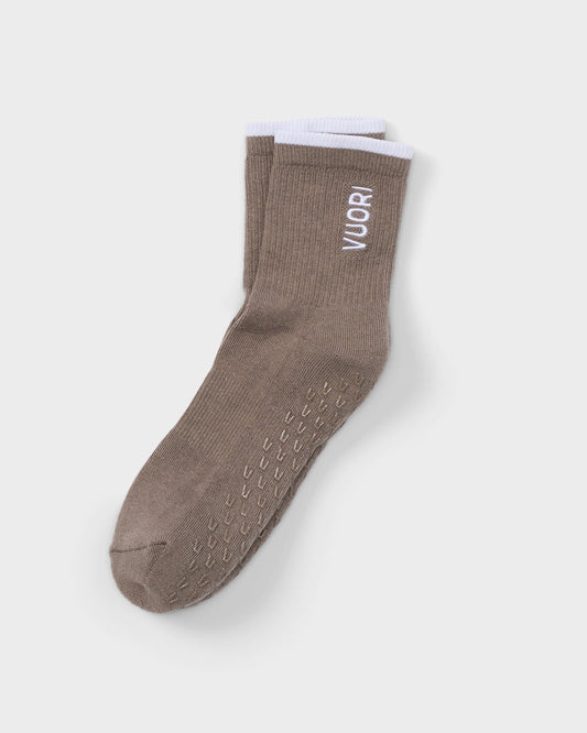 Half Crew Gripper Sock Smokey Taupe Grip Socks - Vuori Clothing
