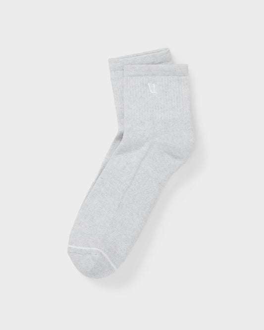 Quarter Crew V1 Sock 2.0 White Heather Grey Crew Socks - Vuori Clothing