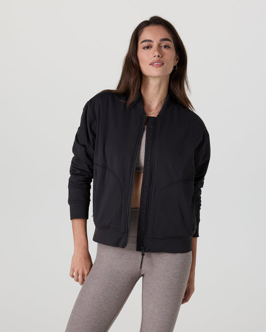 Halo Basin Bomber Women's Solid Black Jacket - Vuori Clothing