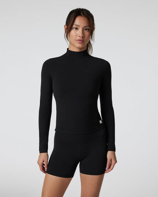 Vuori AllTheFeels Long Sleeve Mock Black - Vuori Clothing