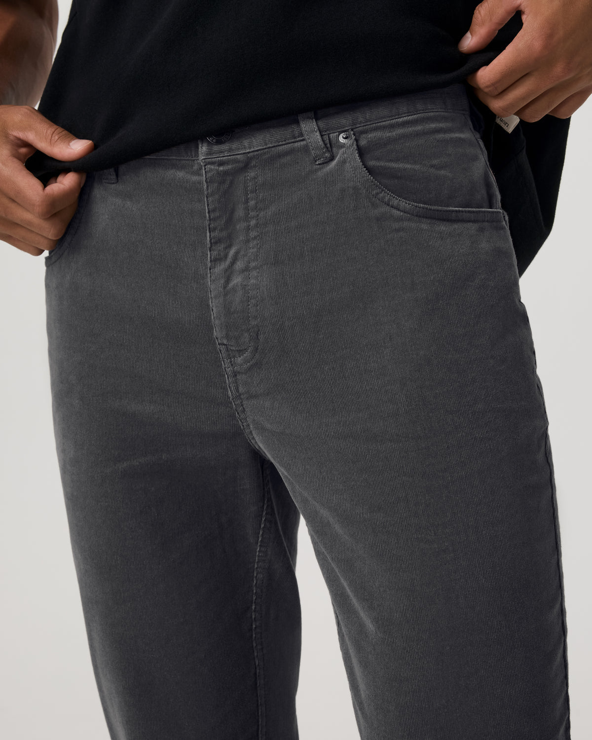 Optimist 5 Pocket Cord Pant Athletic Slim Fit Charcoal - Vuori Clothing