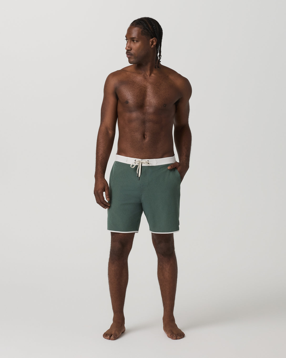 Men's Cruise Boardshort 7" Agate Green Linen Texture - Vuori Clothing