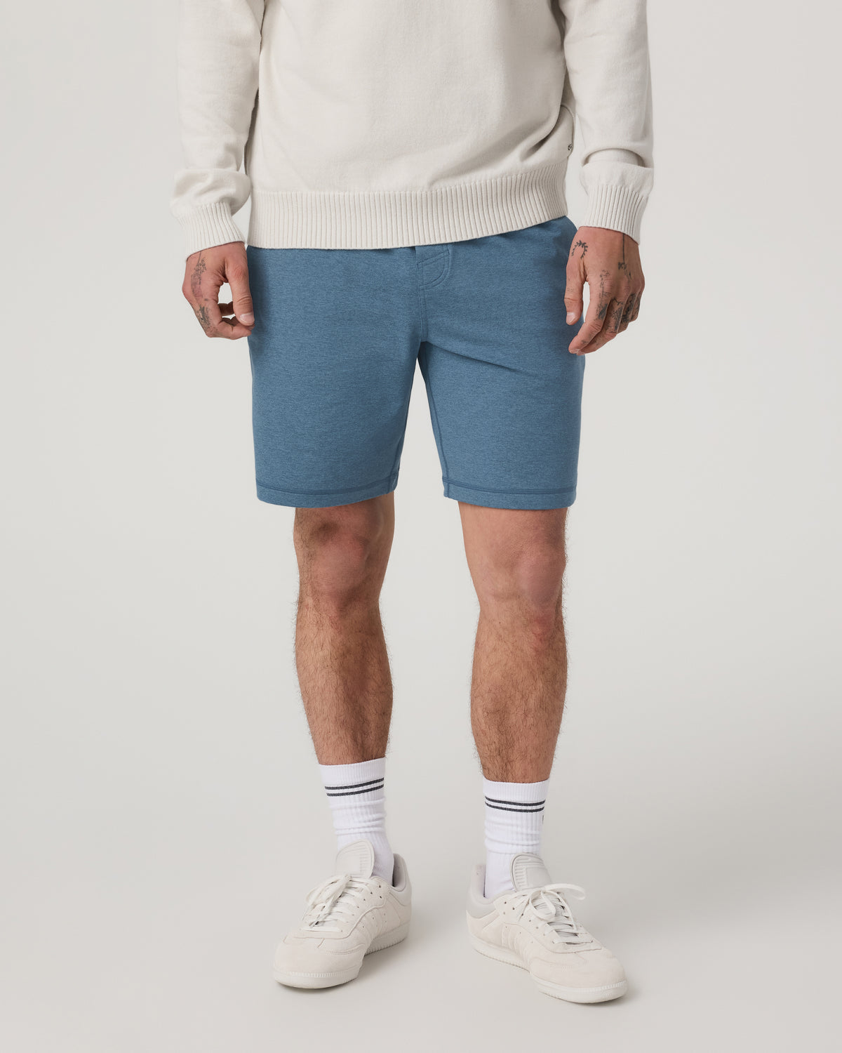Coronado Short 8" Men's Pool Blue Heather Lounge Short - Vuori Clothing