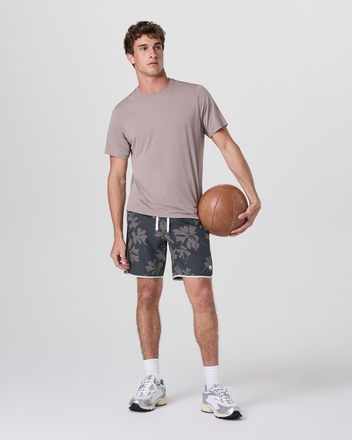 Banks Short Dark Pewter Plumeria Athletic Shorts - Vuori Clothing