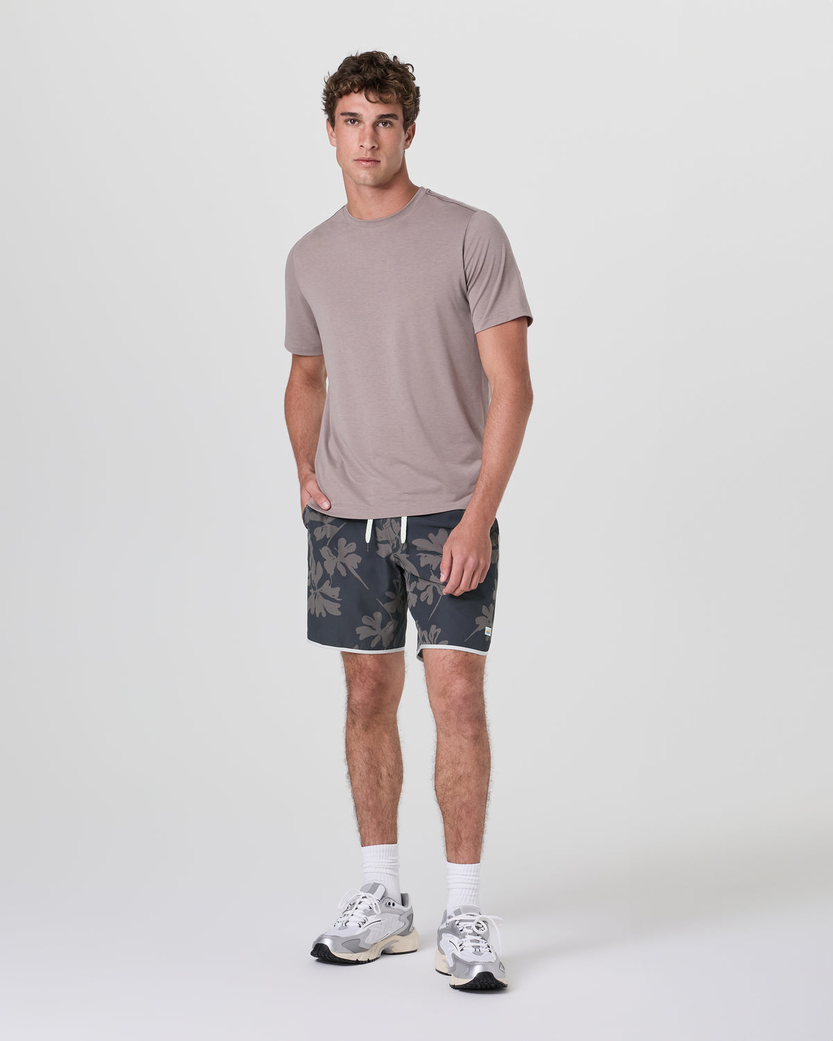 Banks Short Dark Pewter Plumeria Athletic Shorts - Vuori Clothing