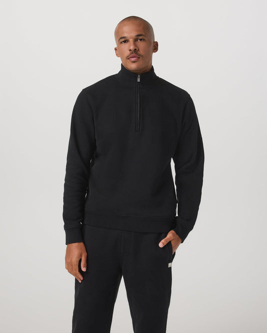 Seaside 1/2 Zip Classic Men's Black Pullover - Vuori Clothing