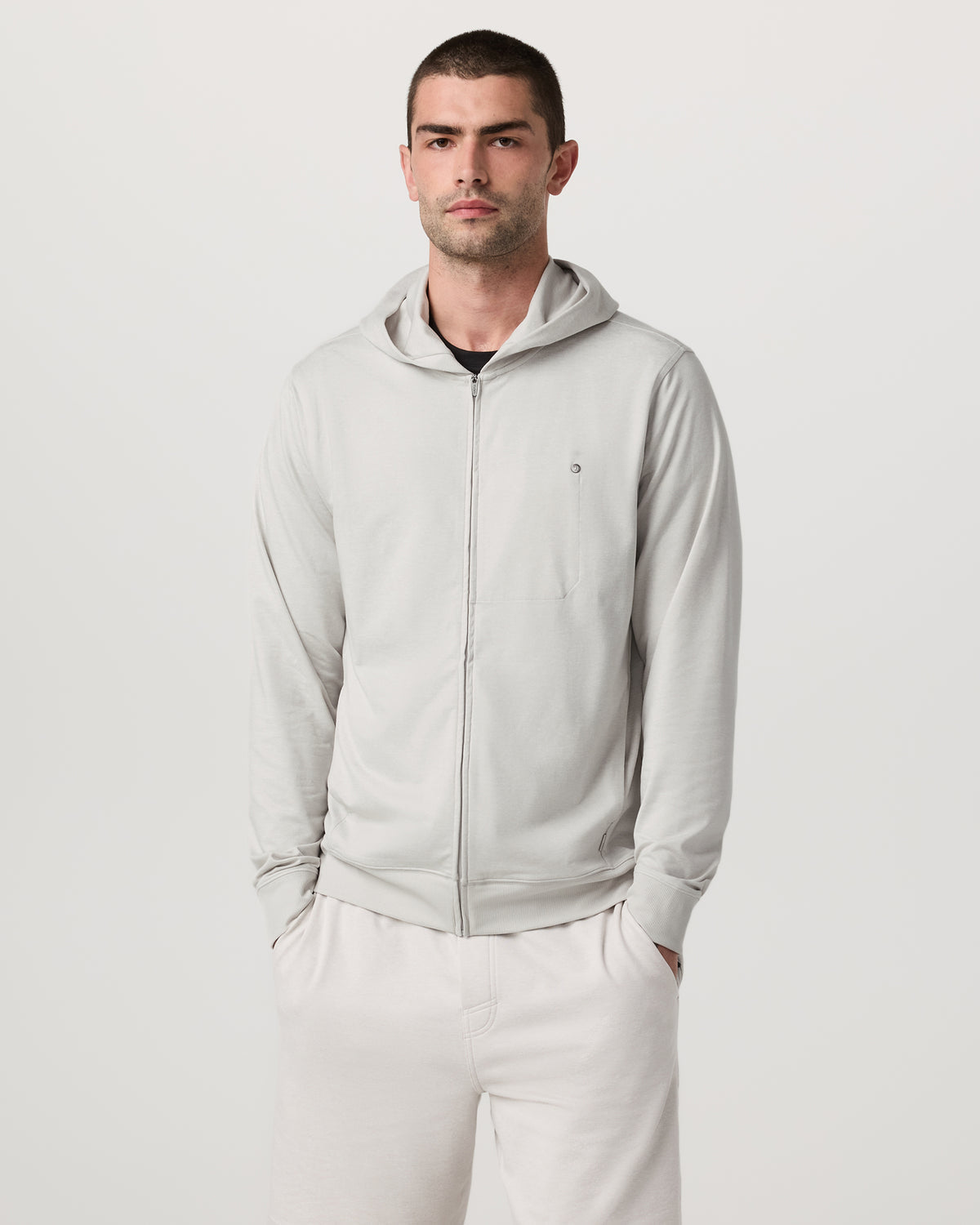 Ponto Full Zip Hoodie Men's Salt Heather Hoodie - Vuori Clothing