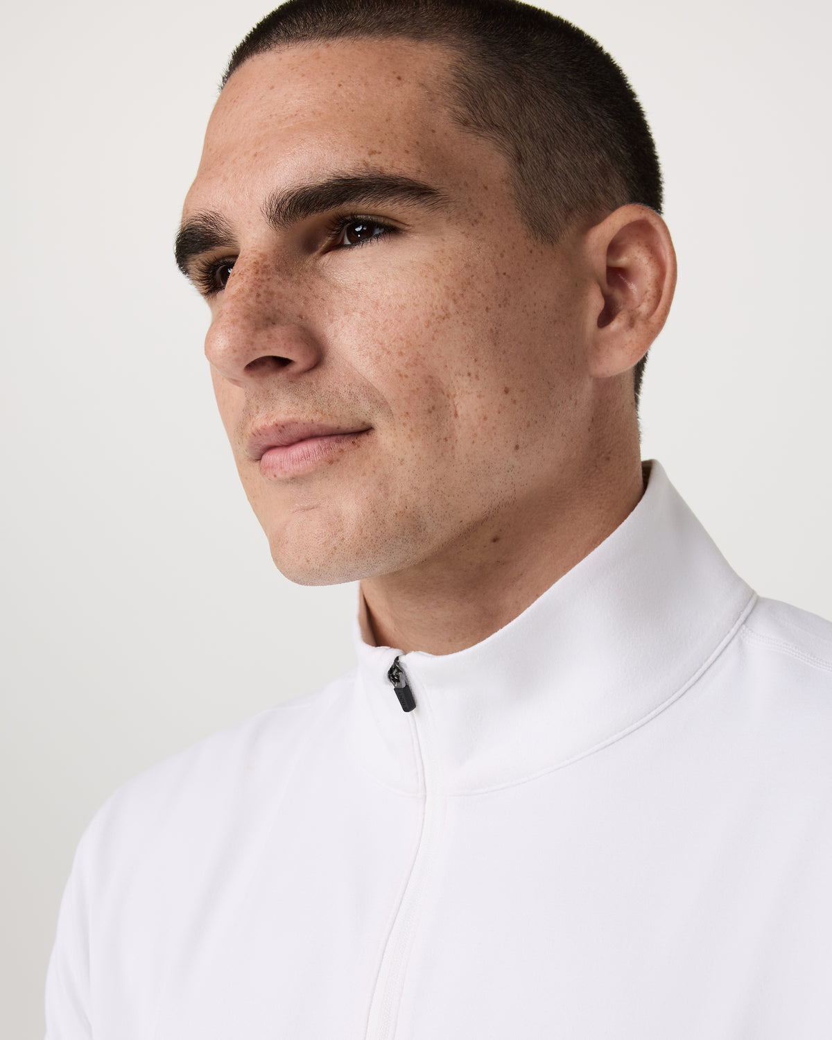 Ponto 1/2 Zip Mock Neck Men's White Mock Neck Top - Vuori Clothing