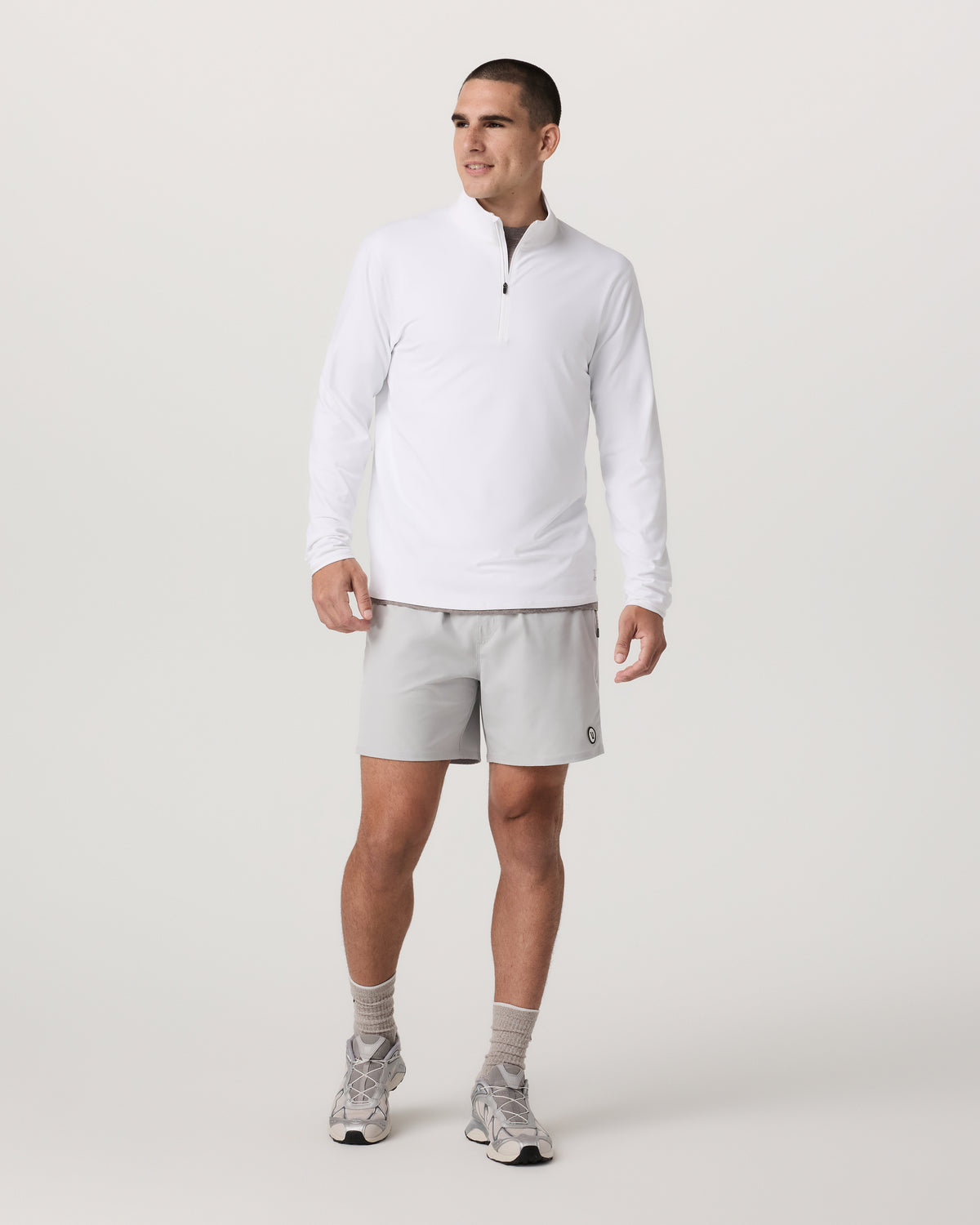 Ponto 1/2 Zip Mock Neck Men's White Mock Neck Top - Vuori Clothing