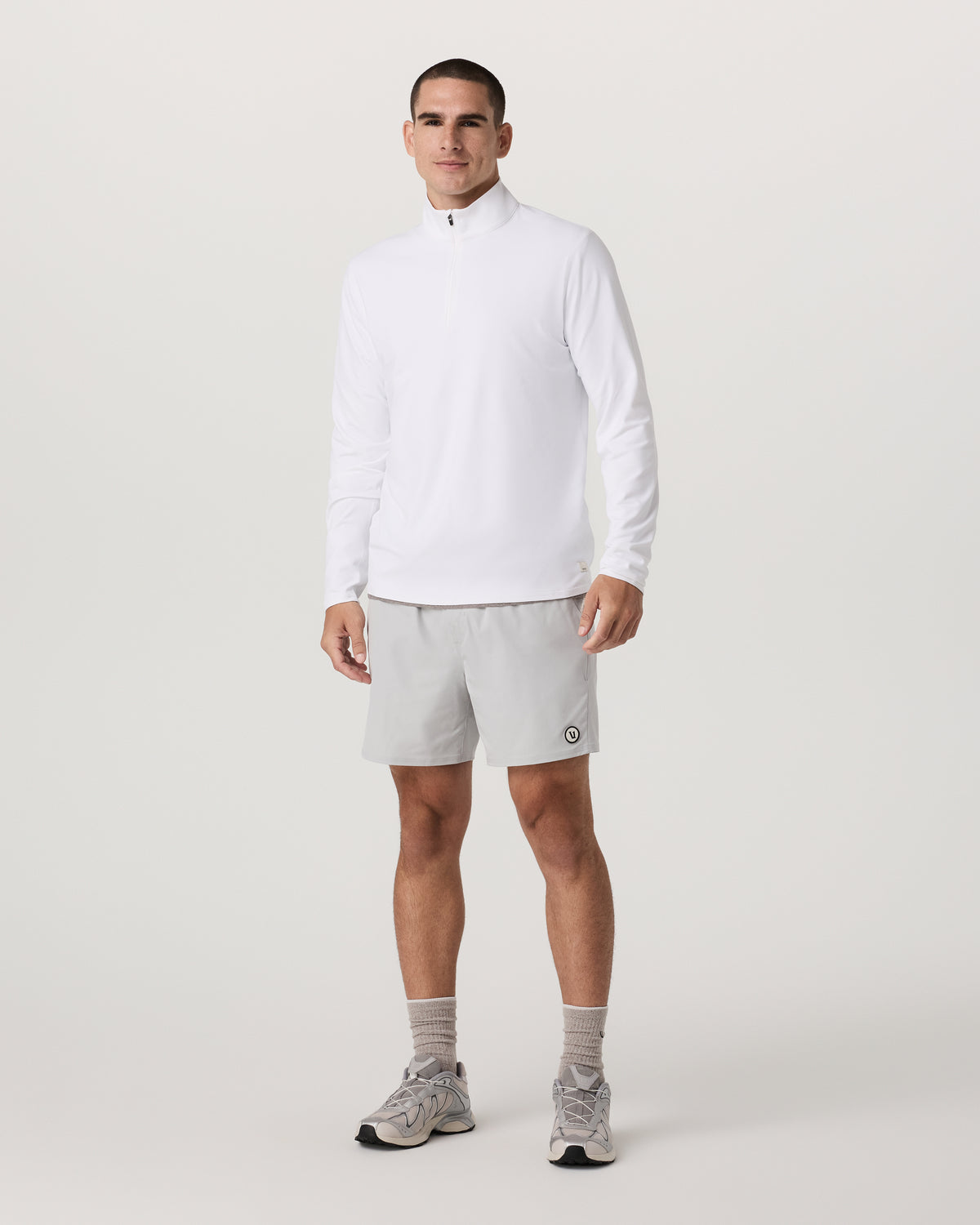 Ponto 1/2 Zip Mock Neck Men's White Mock Neck Top - Vuori Clothing