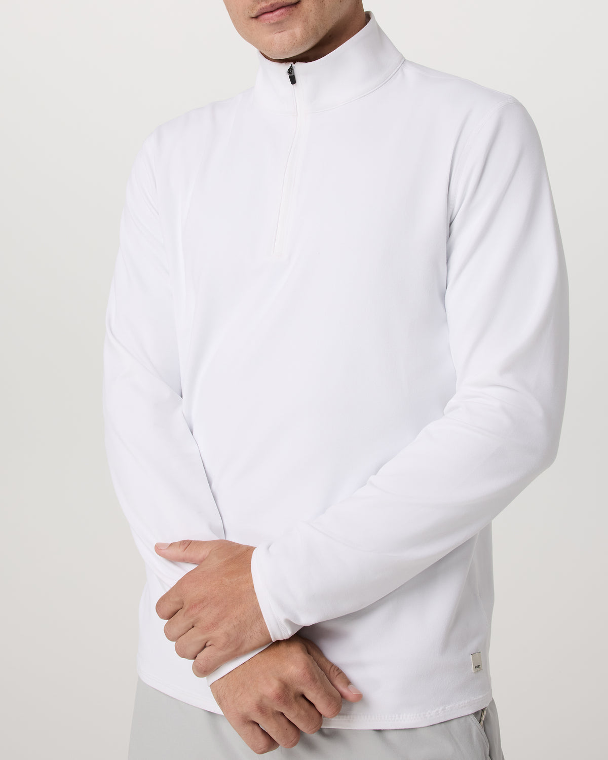 Ponto 1/2 Zip Mock Neck Men's White Mock Neck Top - Vuori Clothing