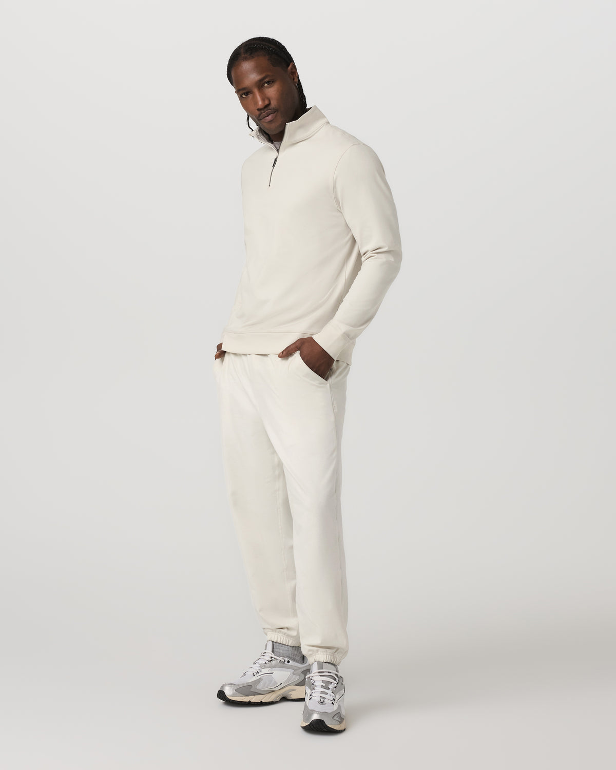Coronado Half Zip Men's Ivory Heather Pullover - Vuori Clothing