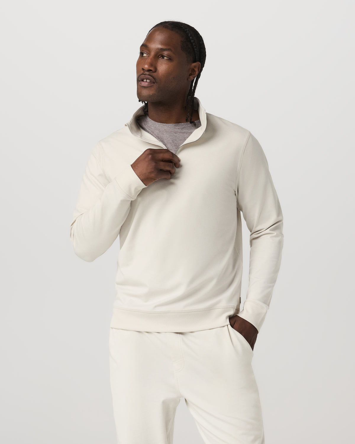 Coronado Half Zip Men's Ivory Heather Pullover - Vuori Clothing