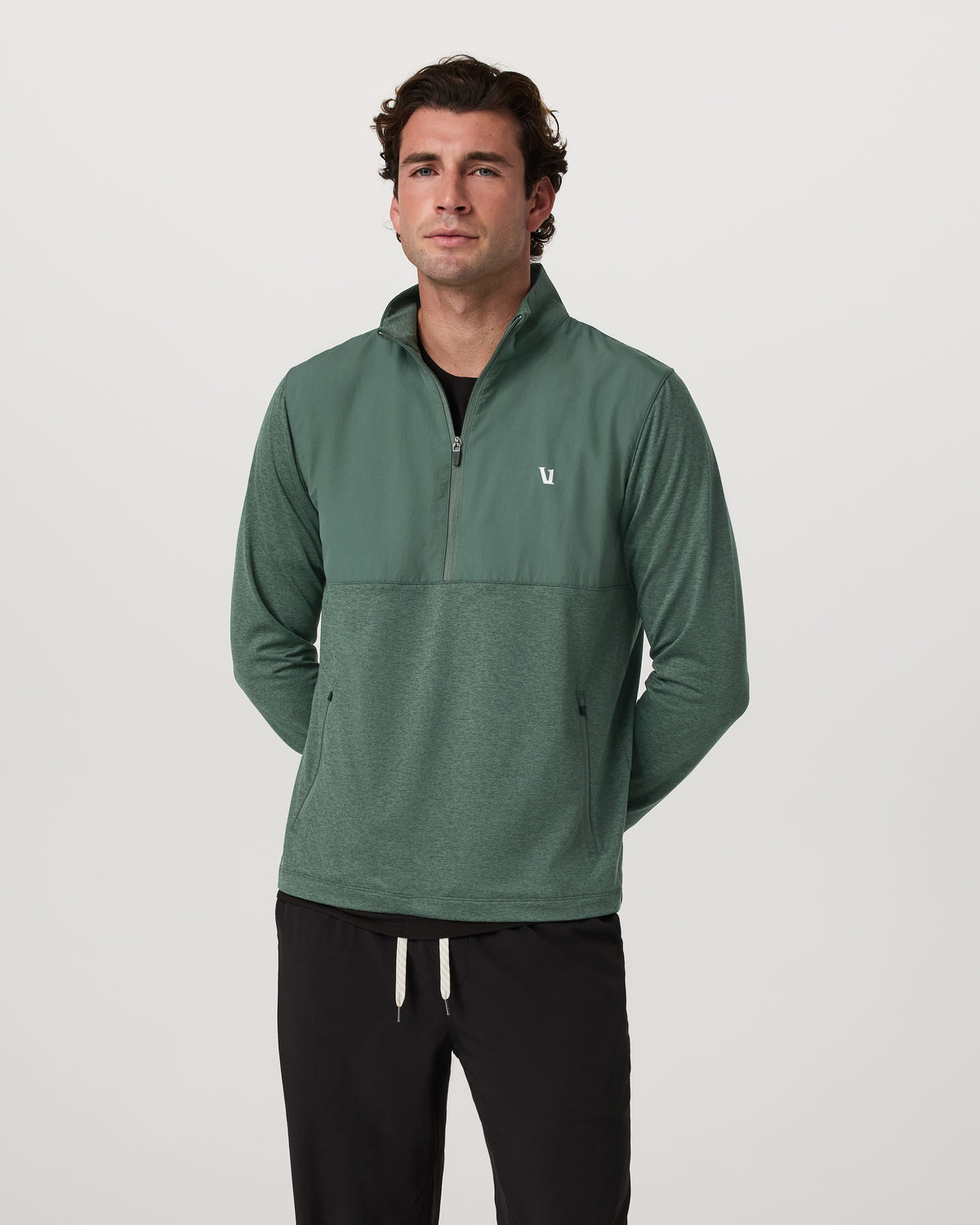 Sunday Element 1/2 Zip Agate Green Heather Pullover - Vuori Clothing