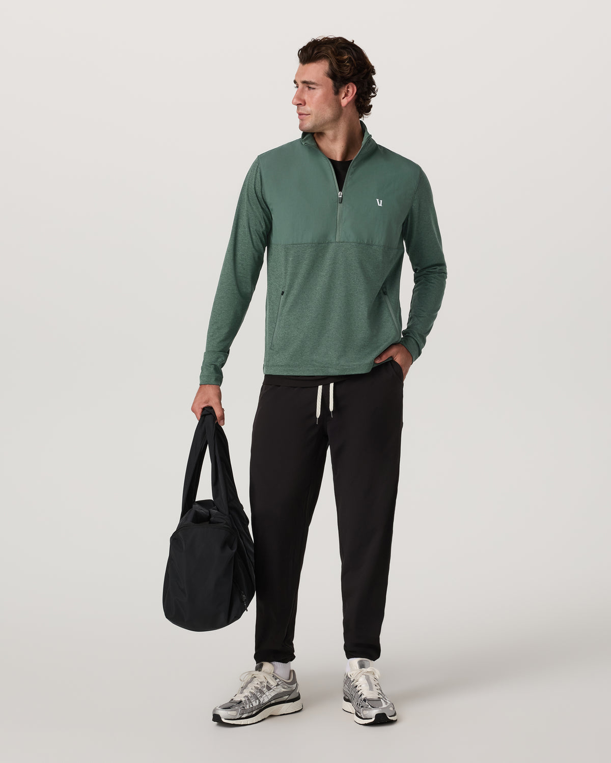Sunday Element 1/2 Zip Agate Green Heather Pullover - Vuori Clothing