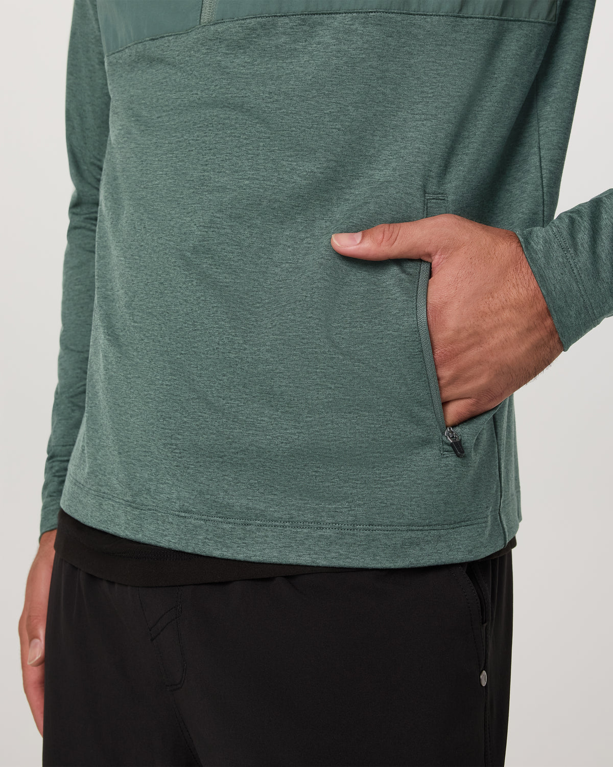 Sunday Element 1/2 Zip Agate Green Heather Pullover - Vuori Clothing