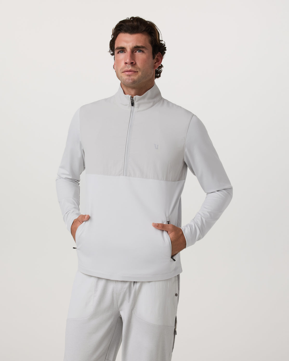 Sunday Element 1/2 Zip Men's Frost Grey Pullover - Vuori Clothing
