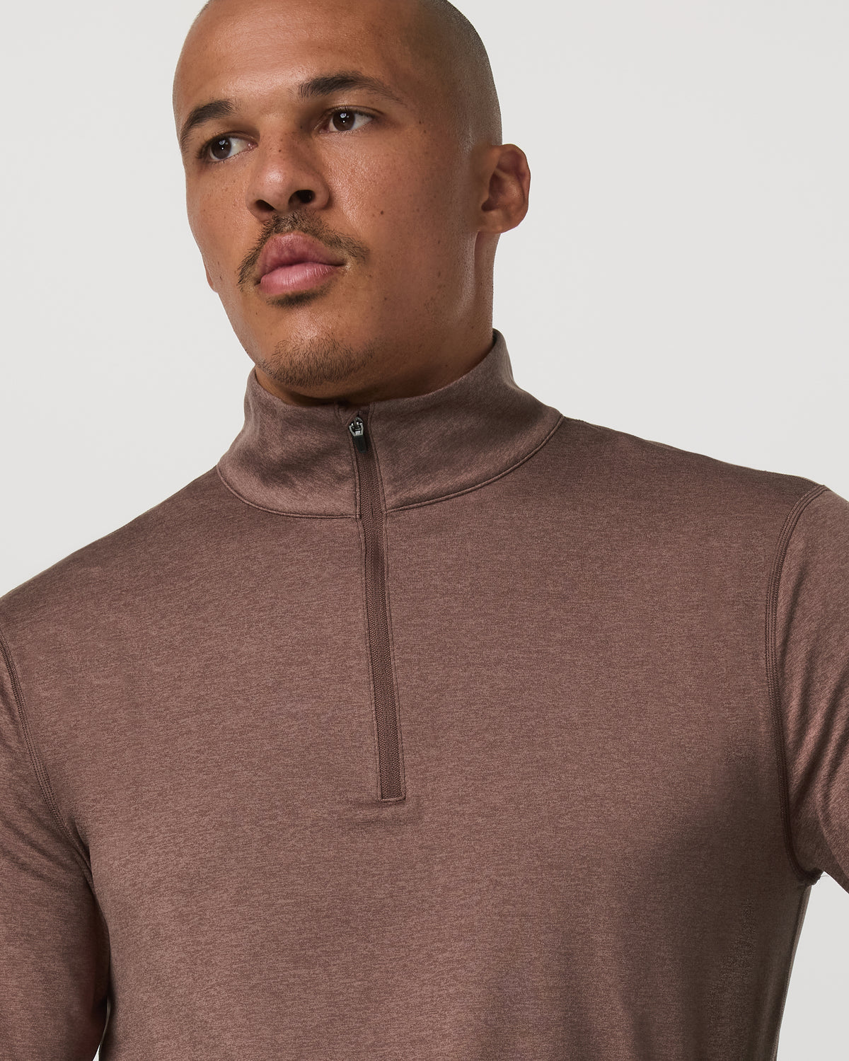 Ponto Half Zip Mock Neck Men's Sable Heather Layer - Vuori Clothing