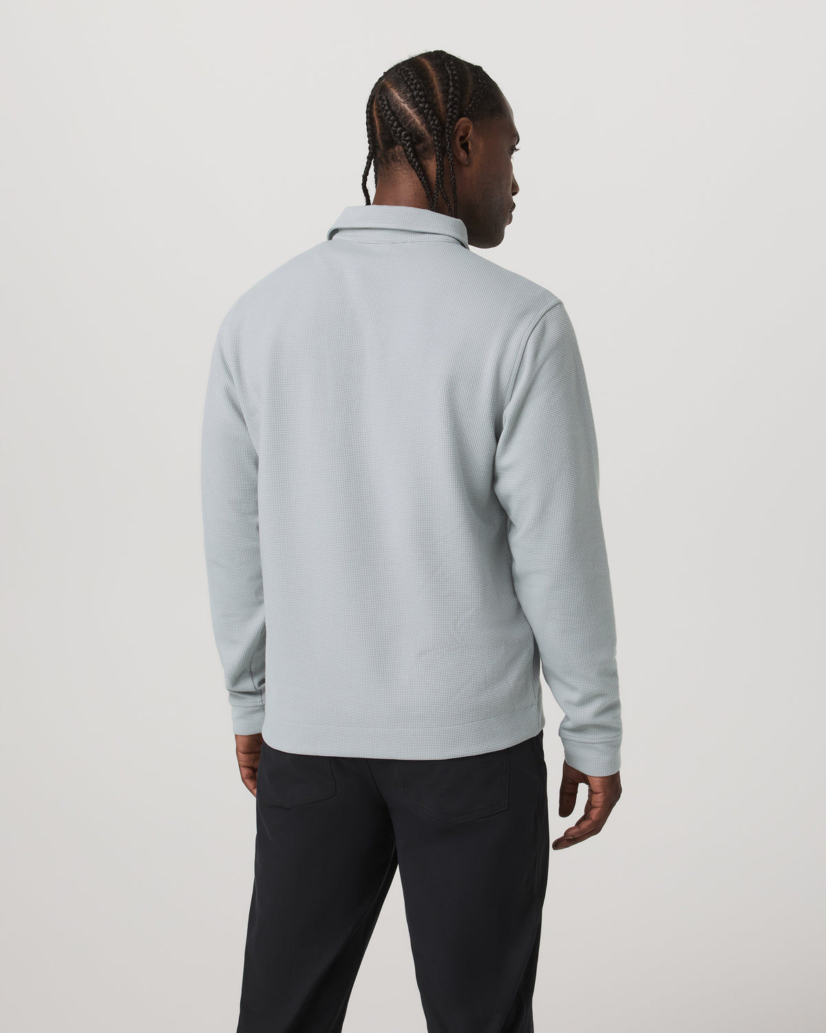 Long Sleeve Waffle Polo Men's Sea Fog Polo Shirt - Vuori Clothing
