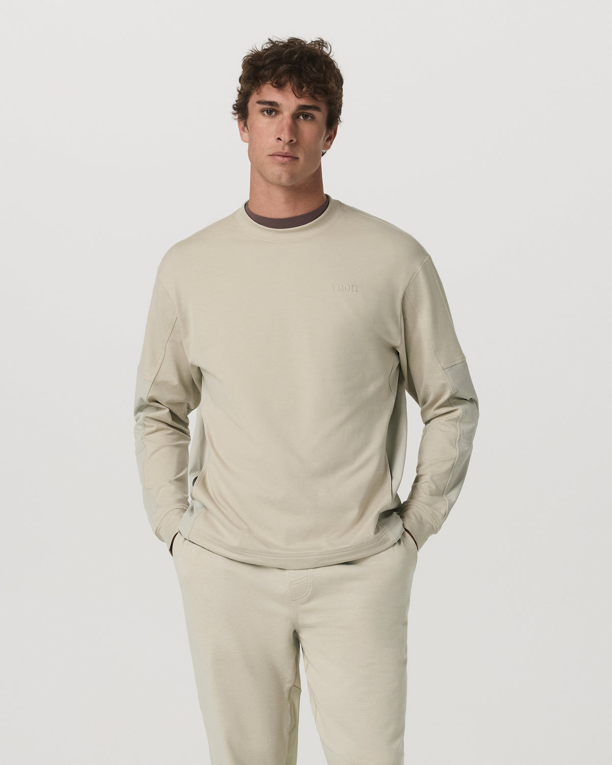 Men's Coronado Mixed Media Crew Limestone Heather - Vuori Clothing