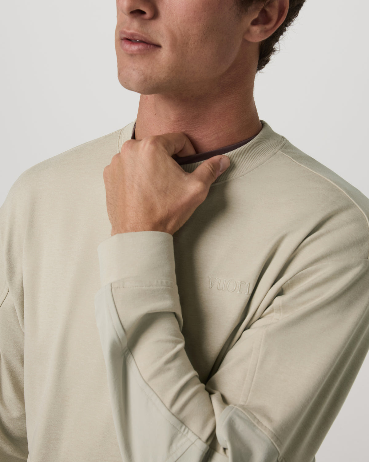 Men's Coronado Mixed Media Crew Limestone Heather - Vuori Clothing