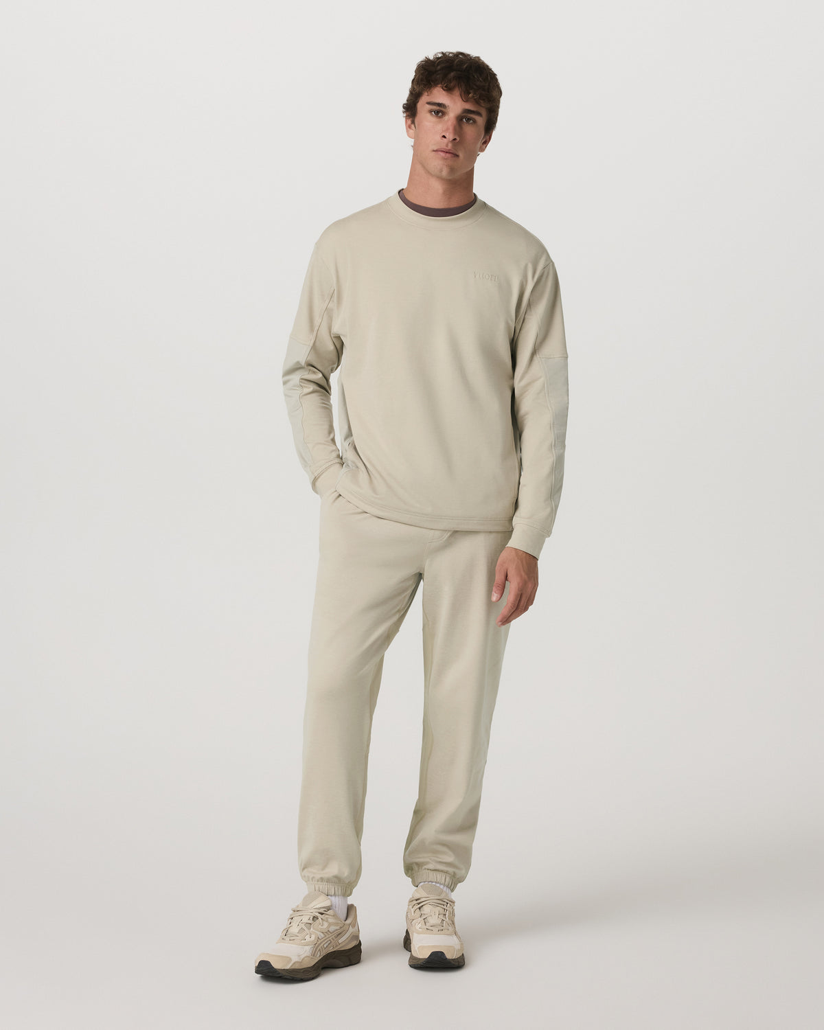 Men's Coronado Mixed Media Crew Limestone Heather - Vuori Clothing