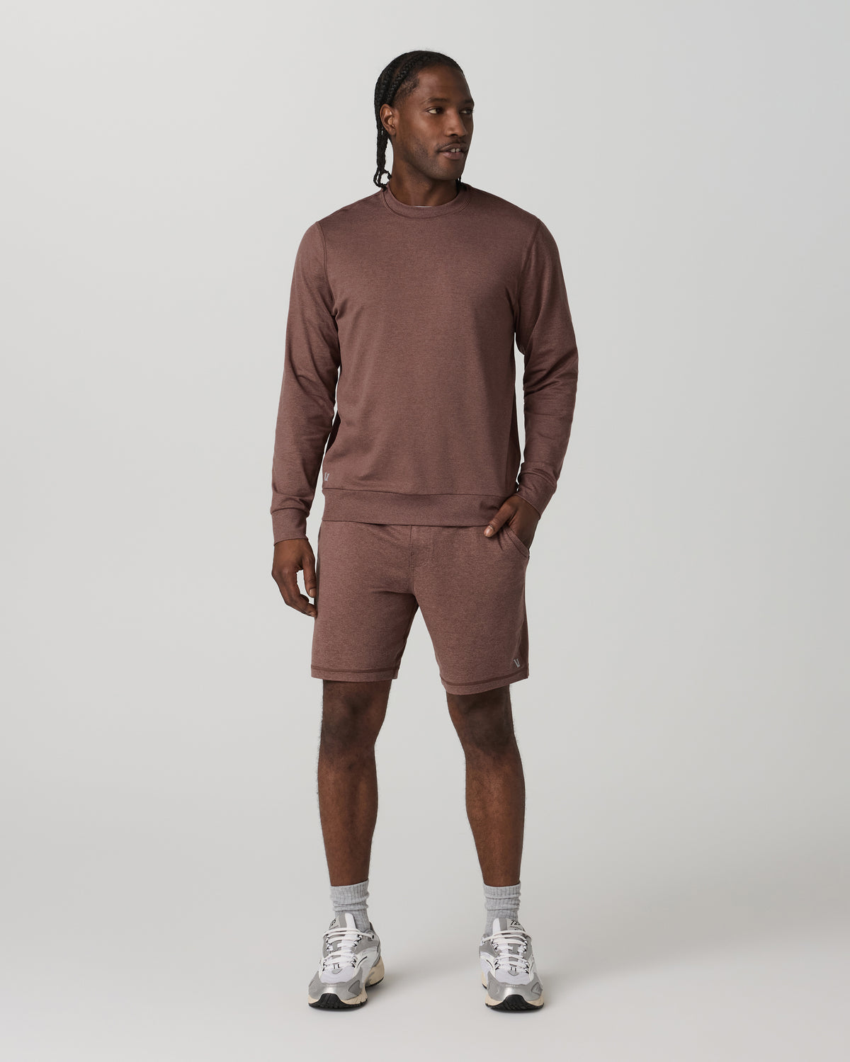 Ponto Performance Crew Men's Sable Heather Crew Neck - Vuori Clothing
