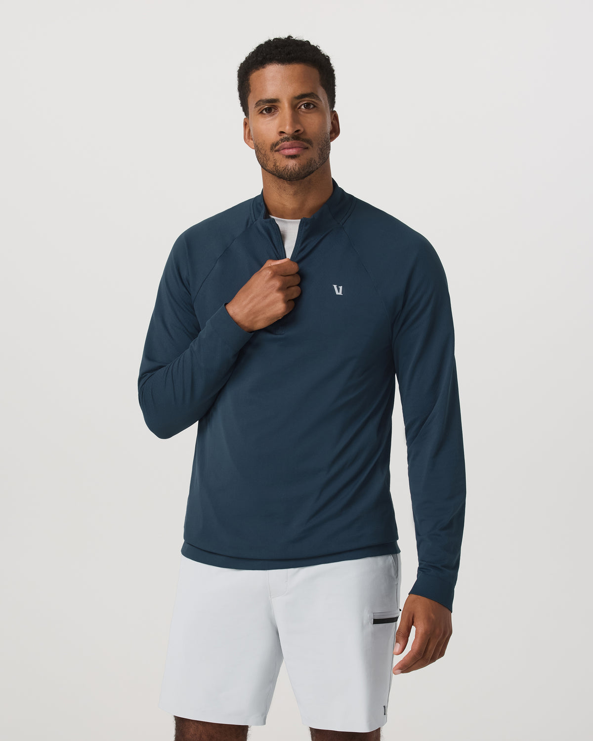 Clearview Seamless Quarter Zip Ocean Blue Long Sleeve - Vuori Clothing