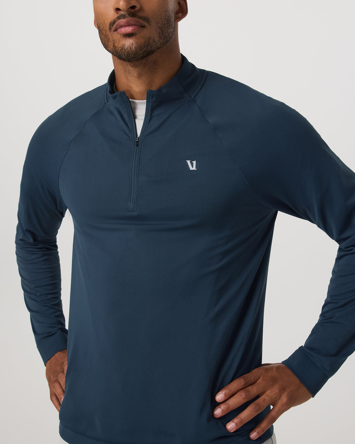 Clearview Seamless Quarter Zip Ocean Blue Long Sleeve - Vuori Clothing