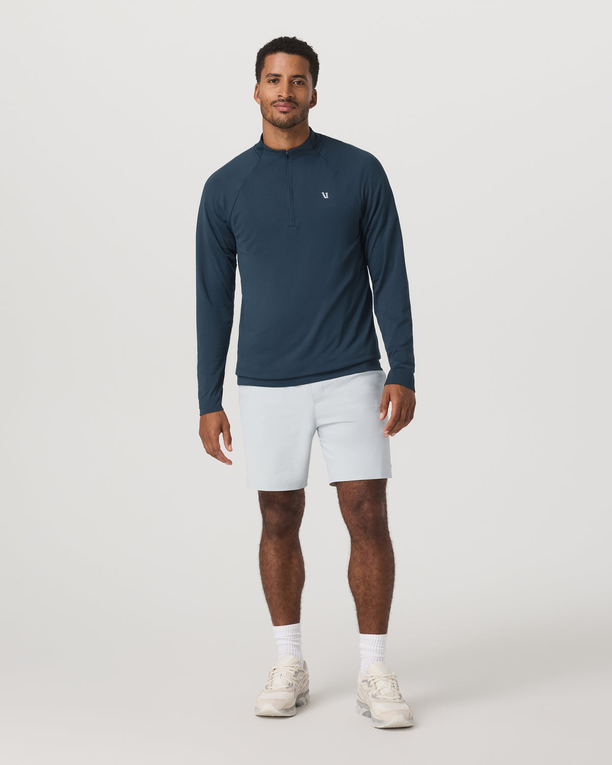 Clearview Seamless Quarter Zip Ocean Blue Long Sleeve - Vuori Clothing