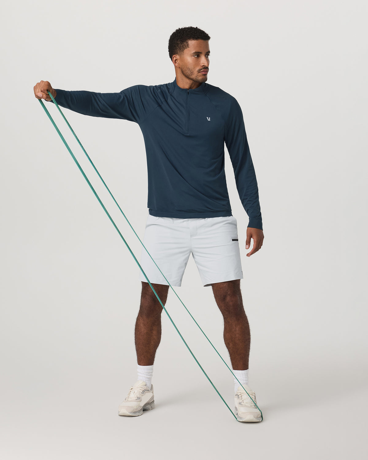 Clearview Seamless Quarter Zip Ocean Blue Long Sleeve - Vuori Clothing