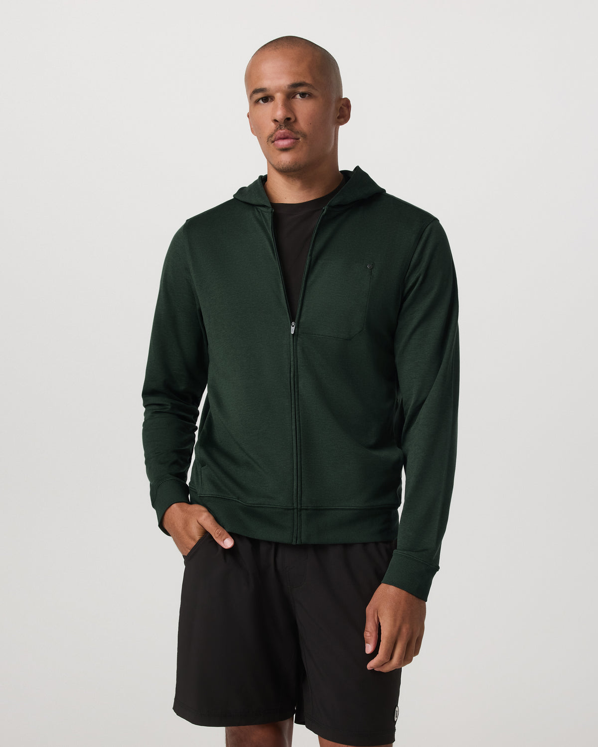 Ponto Full Zip Hoodie Men's Spruce Heather Hoodie - Vuori Clothing