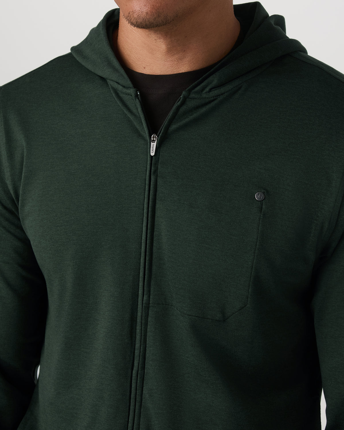Ponto Full Zip Hoodie Men's Spruce Heather Hoodie - Vuori Clothing