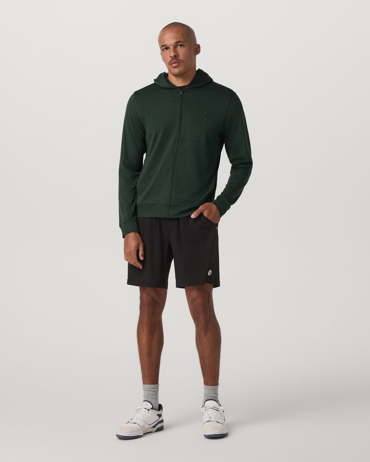 Ponto Full Zip Hoodie Men's Spruce Heather Hoodie - Vuori Clothing